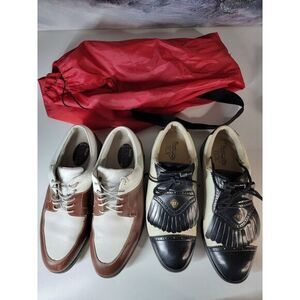 SET OF 2 Both Size 8 Vintage Foofjoy Classics Leather Golf Shoes Women's + BAG !